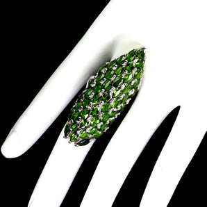 925 Sterling Silver Ring Marquise Chrome Diopside Natural Gemstone Jewelry Sz 8