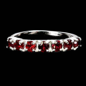 925 Sterling Silver Ring Round Rhodolite Garnet Natural Gemstone Jewelry Size 8