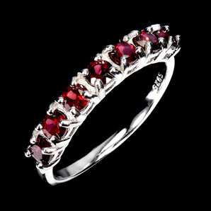 925 Sterling Silver Ring Round Rhodolite Garnet Natural Gemstone Jewelry Size 8