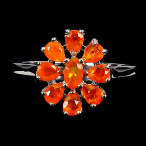 925 Sterling Silver Ring Oval Orange Opal 5x3mm Natural Gemstone Jewelry Size 8