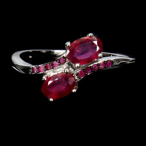 925 Sterling Silver Ring Oval Ruby 6x4mm Ruby Diamond Cut Gemstone Jewelry Sz 7