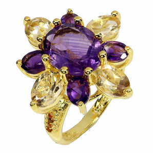 925 Sterling Silver Ring Oval Amethyst 10x8mm Citrine Sapphire Gemstone Size 7