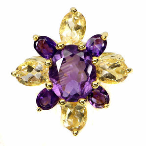 925 Sterling Silver Ring Oval Amethyst 10x8mm Citrine Sapphire Gemstone Size 7