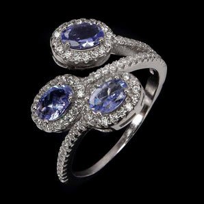 925 Sterling Silver Ring Oval Tanzanite 6x4mm Natural Gemstone Jewelry Size 9