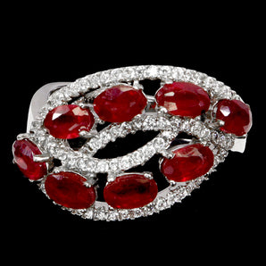 925 Sterling Silver Ring Oval Ruby 5x3mm Natural Gemstone Jewelry Size 7