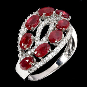 925 Sterling Silver Ring Oval Ruby 5x3mm Natural Gemstone Jewelry Size 8