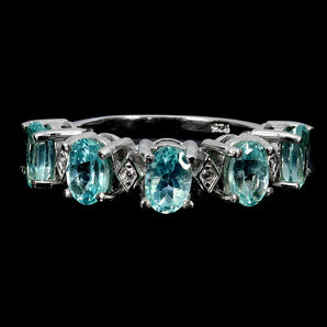 925 Sterling Silver Ring Oval Apatite 6x4mm Natural Gemstone Jewelry Size 8.5