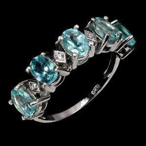 925 Sterling Silver Ring Oval Apatite 6x4mm Natural Gemstone Jewelry Size 8.5