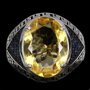 925 Sterling Silver Ring Oval Citrine 16x12mm Natural Gemstone Jewelry Size 9.5