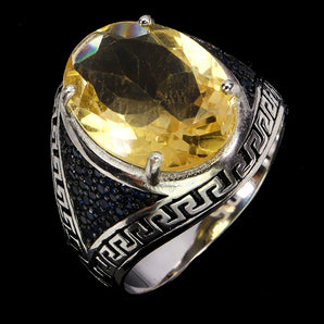 925 Sterling Silver Ring Oval Citrine 16x12mm Natural Gemstone Jewelry Size 9.5