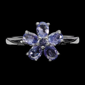 925 Sterling Silver Ring Oval Tanzanite 4x3mm Natural Gemstone Jewelry Size 7
