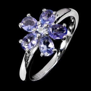 925 Sterling Silver Ring Oval Tanzanite 4x3mm Natural Gemstone Jewelry Size 7