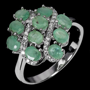 925 Sterling Silver Ring Oval Emerald 4x3mm Natural Gemstone Jewelry Size 7