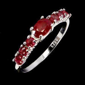 925 Sterling Silver Ring Oval Ruby 6x4mm Natural Gemstone Jewelry Size 8