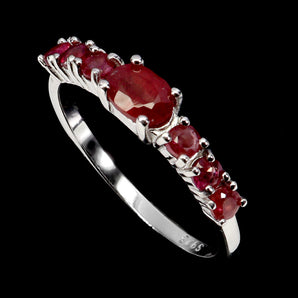 925 Sterling Silver Ring Oval Ruby 6x4mm Natural Gemstone Jewelry Size 8