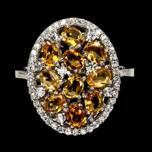 925 Sterling Silver Ring Oval Citrine 4x3mm Natural Gemstone Jewelry Size 7