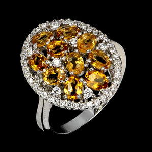 925 Sterling Silver Ring Oval Citrine 4x3mm Natural Gemstone Jewelry Size 7