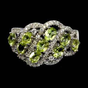 925 Sterling Silver Ring Oval Peridot 4x3mm Natural Gemstone Jewelry Size 7