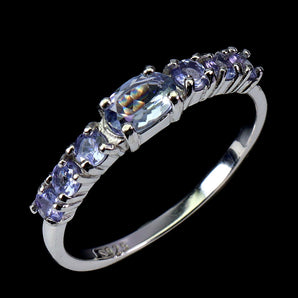 925 Sterling Silver Ring Oval Tanzanite 6x4mm Natural Gemstone Jewelry Size 8.5