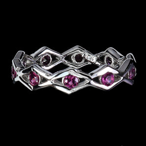 925 Sterling Silver Ring Round Rhodolite Garnet Natural Gemstone Jewelry Size 7