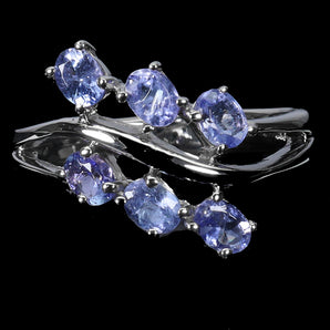 925 Sterling Silver Ring Oval Tanzanite 4x3mm Natural Gemstone Jewelry Size 7