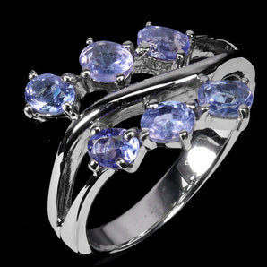 925 Sterling Silver Ring Oval Tanzanite 4x3mm Natural Gemstone Jewelry Size 7