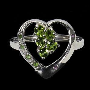 925 Sterling Silver Ring Round Chrome Diopside 2.5mm Heart Gemstone Jewelry Sz 7