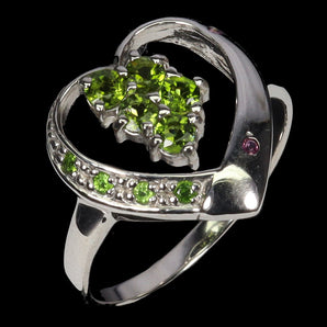 925 Sterling Silver Ring Round Chrome Diopside 2.5mm Heart Gemstone Jewelry Sz 7