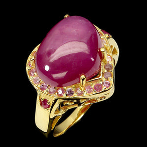 925 Sterling Silver Ring Heart Ruby 13x11mm Natural Gemstone Jewelry Size 7