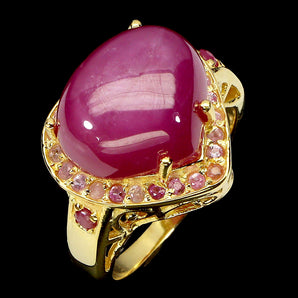 925 Sterling Silver Ring Heart Ruby 13x11mm Natural Gemstone Jewelry Size 7