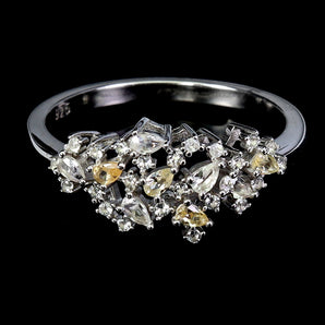 925 Sterling Silver Ring Pear White Sapphire Ceylon Gemstone Jewelry Size 8