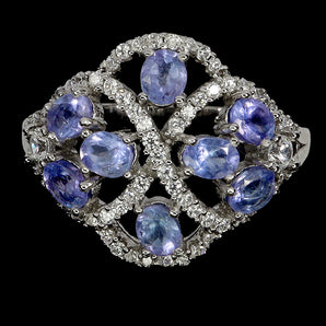 925 Sterling Silver Ring Oval Tanzanite 4x3mm Natural Gemstone Jewelry Size 6