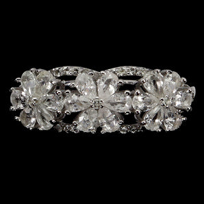 925 Sterling Silver Ring Pear White Sapphire Ceylon Gemstone Jewelry Size 7.5