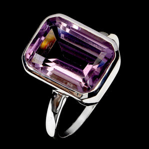 925 Sterling Silver Ring Octagon Amethyst 13x9mm Natural Gemstone Jewelry Size 8