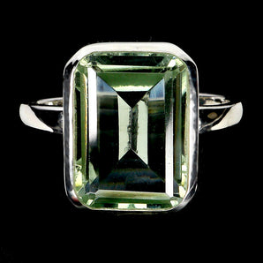 925 Sterling Silver Ring Octagon Green Amethyst 13x9mm Gemstone Jewelry Size 7