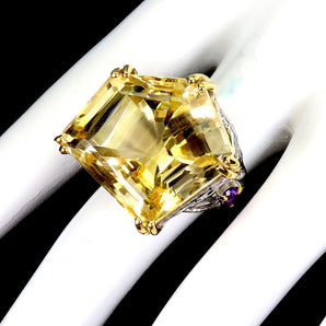 925 Sterling Silver Ring Fancy Citrine 51ct Amethyst Handmade Gemstone Jewelry 8