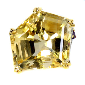 925 Sterling Silver Ring Fancy Citrine 51ct Amethyst Handmade Gemstone Jewelry 8