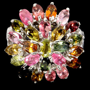 925 Sterling Silver Ring Oval Tourmaline 5x3mm Natural Gemstone Jewelry Size 9