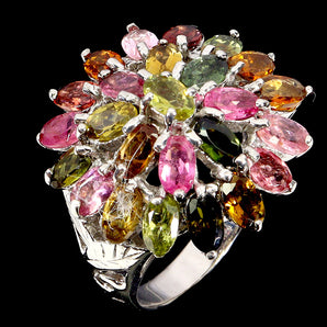 925 Sterling Silver Ring Oval Tourmaline 5x3mm Natural Gemstone Jewelry Size 9