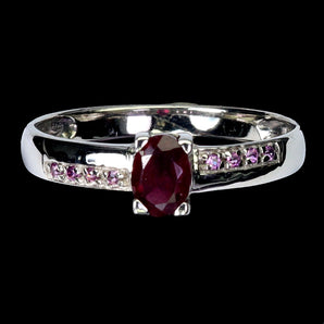 925 Sterling Silver Ring Oval Ruby 6x4mm Rhodolite Garnet Gemstone Jewelry Sz 9