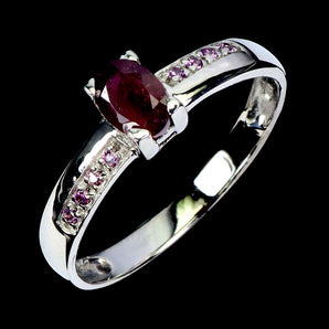 925 Sterling Silver Ring Oval Ruby 6x4mm Rhodolite Garnet Gemstone Jewelry Sz 9