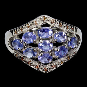 925 Sterling Silver Ring Oval Tanzanite 4x3mm Sapphire Gemstone Jewelry Size 9