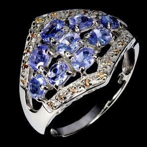 925 Sterling Silver Ring Oval Tanzanite 4x3mm Sapphire Gemstone Jewelry Size 9