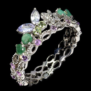 925 Sterling Silver Ring Marquise Tanzanite Emerald Peridot Gemstone Jewelry 7