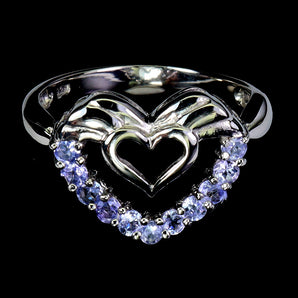 925 Sterling Silver Ring Round Tanzanite Natural Gemstone Jewelry Size 8