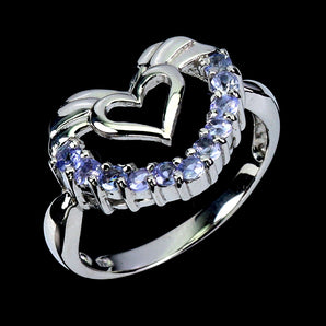 925 Sterling Silver Ring Round Tanzanite Natural Gemstone Jewelry Size 8