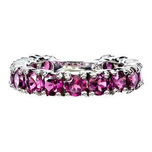 925 Sterling Silver Ring Round Rhodolite Garnet 4mm Natural Gemstone Jewelry 8