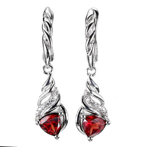 Unheated Trilliant Mozambique Garnet 6mm Cz 925 Sterling Silver Earrings