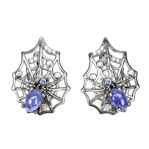 Unheated Oval Tanzanite 6x4mm Gems Simulated Cz 925 Sterling Silver Earrings