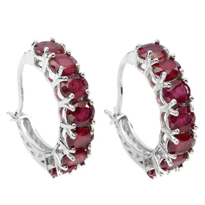 Heated Oval Red Ruby 5x4mm 14K White Gold Plate 925 Sterling Silver Earrings